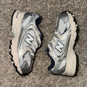 New Balance Kids' Silver and White Sneakers